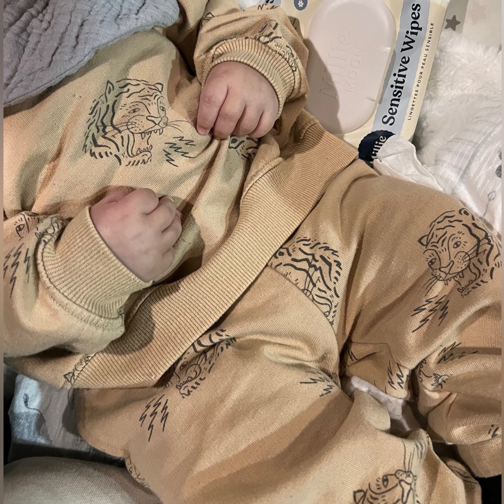 COPY - Rylee + Cru tan with dark gray lions crew neck sweatshirt and sweatpants…